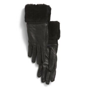 UGG Black Leather Cuff Gloves